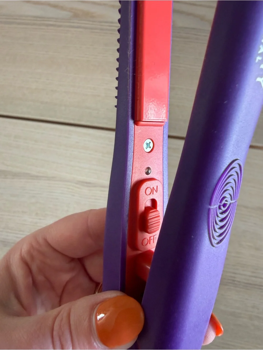 Purple Mini Hair Straightener with Red Plates